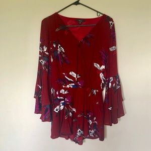 Red Floral Romper